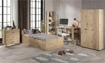 Kznmob Home Selen Çocuk Odası Takımı Meşe - 5 Parçalı Tamamı 1. Kalite Mdf