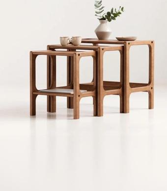 Woodesk Line, Masif Ahşap Zigon Sehpa, 50X50, Tik Renk, Cpt4740-50