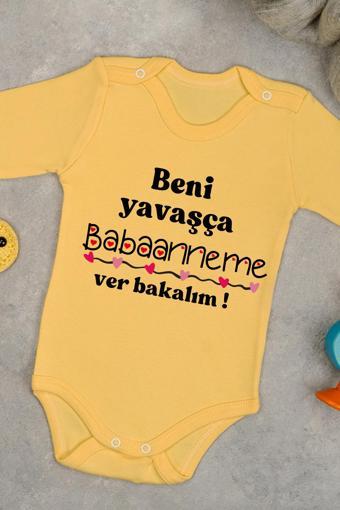 %100 Pamuk Babanne Sevgisi Yumuşak Baskılı Omuz Çıt Çıt Zıbın
