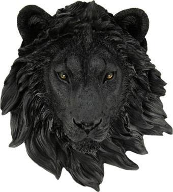 Hunga Aslan Kafası Duvar Süsü Siyah - Ürün Boyutu: 23X9,5X19Cm