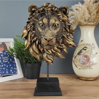 Hunga Aslan Kafası Standlı Biblo Altın Renk