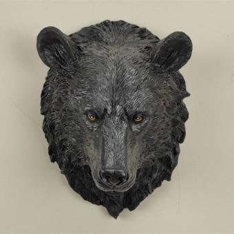 Hunga Ayı Kafası Duvar Süsü Siyah Renk - Ürün Boyutu: 24X14X18Cm