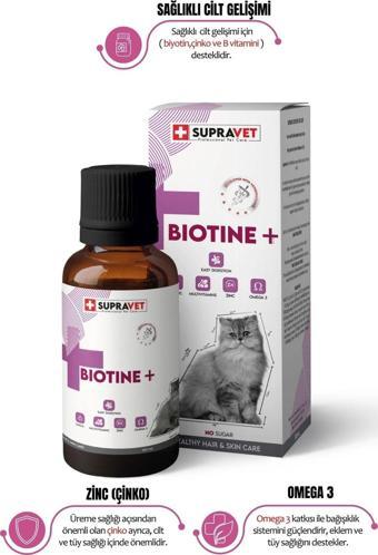 Plus +b For Cats Biotine Damla 100 Ml + Zinc + Multi Vitamin ( Kediler Için Tüy Sağlığı Damlası )