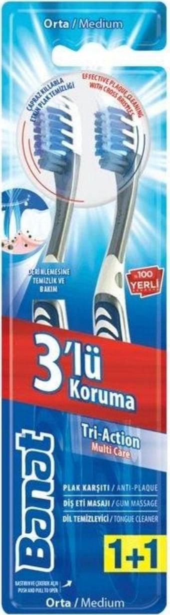 Banat 3'Lü Koruma Tri-Action Multi Care 2'Li Orta Diş Fırçası