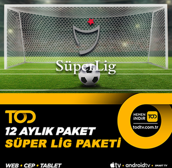 TOD Süper Lig Paketi - 12 Aylık (web-cep-tablet-smart tv-android tv-apple tv)+Eğlence Paketi