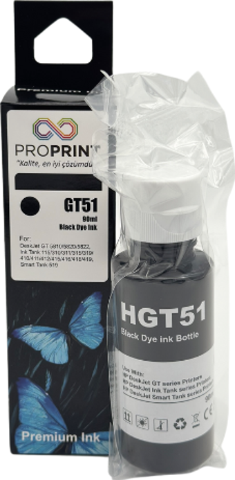 ProPrint HP GT51XL Siyah Muadil Mürekkep 90 ML GT-5810 - GT-5811