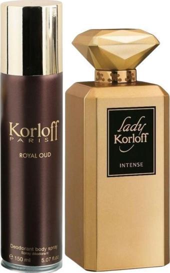 Korloff Lady Intense EDP 88ml + Royal Oud Deodorant 150 ml Kadın Parfüm Seti