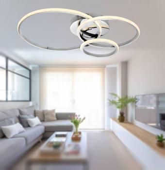 TT Aydınlatma Tt323-Kr 3 Halkalı Krom Kaplama Plofonyer ( Gün Işığı ) Led Avize