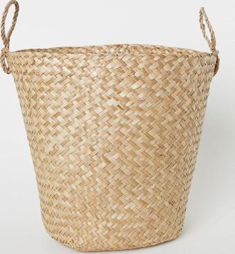 Wisha Natural Doğal Hasır Sepet Saksılık - El Yapımı, Dekoratif Ve Şık 35X30Cm