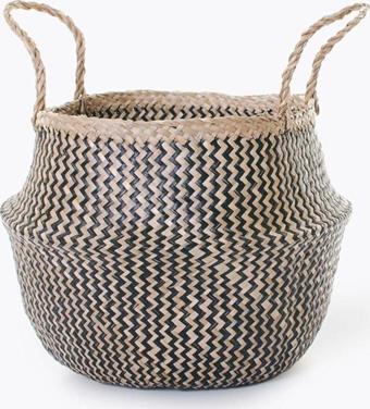 Wisha Natural Zigzag Small Boy Katlanabilir Hasır Sepet / Saksılık 25X25Cm