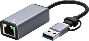 Winex 2in1 USB ve Type-C to RJ45 Ethernet Adaptörü