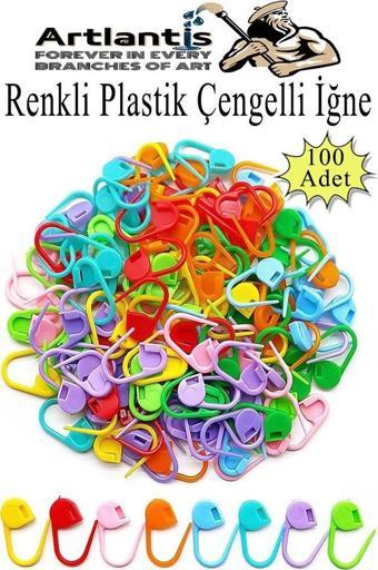 Plastik Çengelli İğne 100 lü 1 Paket Örgü Ayracı Renkli Oval Çengelli İğne Klips İlmek Sabitleyici Belirleyici İp Tutucu