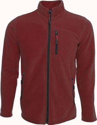 Kozik Bordo Shoftsell Polar Kadın Standart Kalıp Tam Fermuarlı 3 Çepli Kadın Polar Outdoor Bordo S