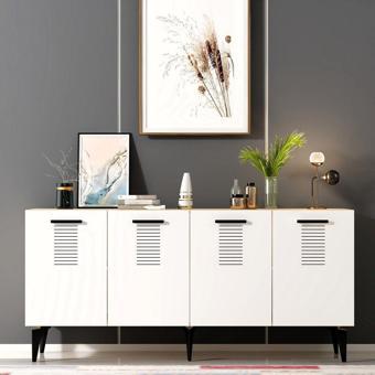 DemonteHome Asimodh 4 Kapaklı Konsol Safirmeşe Beyaz