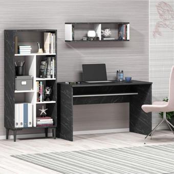 DemonteHome Collegedh Çalişma Masasi + Ki̇taplik Takim Royalmermer Beyaz