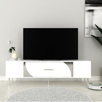 DemonteHome Dekop2 Tv Sehpasi Beyaz Gümüş