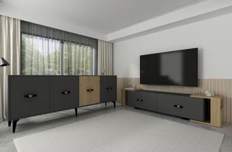 DEMONTE DECOR Cherrydd Konsol, Tv Sehpasi 2'Li̇ Salon Takimi Antrasi̇t-Safi̇rmeşe