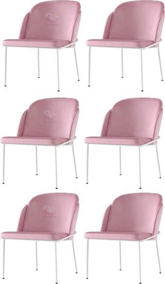 6 Adet Limon Sandalye Metal Beyaz Sandalye Mutfak Salon Yemek Odası Sandalyesi