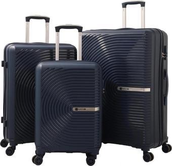 MÇS 3lü Set Kırılmaz Silikon Seyahat Valizi Bavulu V374 Lacivert
