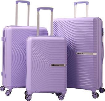MÇS 3lü Set Kırılmaz Silikon Seyahat Valizi Bavulu V374 Lila