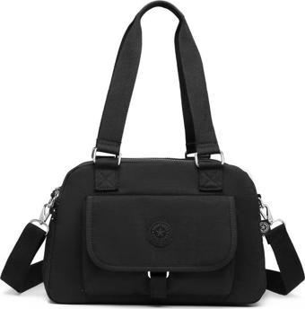 Krinkıl Kumaş Kadın Omuz Çantası Smart Bags 1122 Siyah