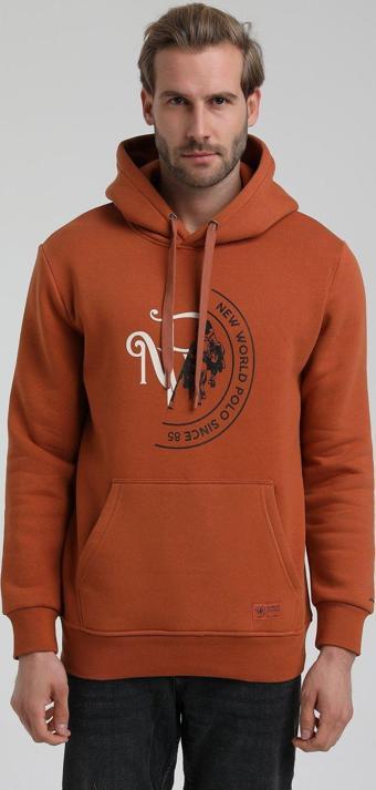 New World Polo Kapüşonlu Kiremit Slim Fit Hoodie 22FWM64030