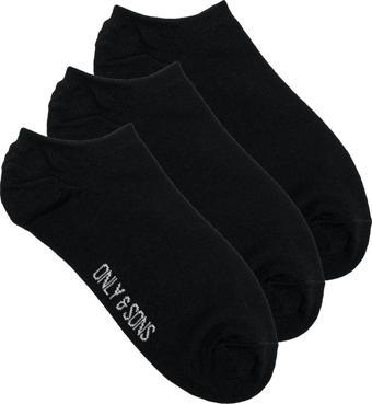 Only & Sons Erkek Onsfınch Pamuklu 3'lü Bilek Çorap 22023866 Siyah