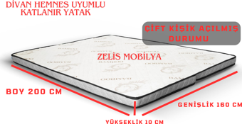 Divan Hemnes Uyumlu Katlanır Ortopedik Bamboo Sünger Yatak 160x200