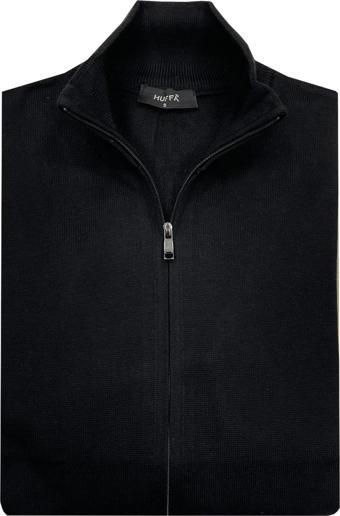 Slim Fit Erkek Fermuarlı Triko Ceket Kazak-7034