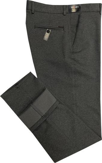 Yazı Klasik Fit Likralı Erkek Haki Kanvas Pantolon-6929