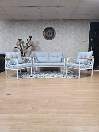 Beyaz Boyalı Bahçe - Balkon - Mutfak Çay Seti Takımı Bahçe Koltuk Takımı