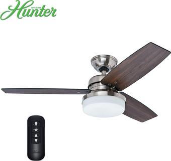 Hunter Fan Galileo Fırçalanmış Nikel - 122 Cm. Uzaktan Kumandalı Aydınlatmalı Tavan Vantilatörü