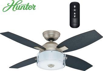 Hunter Fan Central Park Canlı Kalay - 107 Cm. Uzaktan Kumandalı Aydınlatmalı Tavan Vantilatörü
