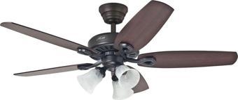 Hunter Fan Builders Plus Çağdaş Bronz- 132 Cm. Aydınlatmalı Tavan Vantilatörü