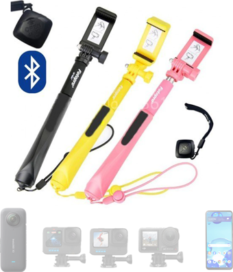 Fotopro QP-906 Akıllı Telefon, GoPro, Insta360 ve Aksiyon Kameraları için Kumandalı Selfie Çubuğu (Black)