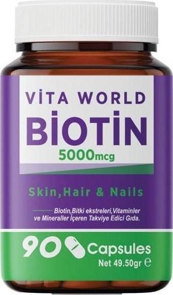 Vita World Biotin 90 Kapsül