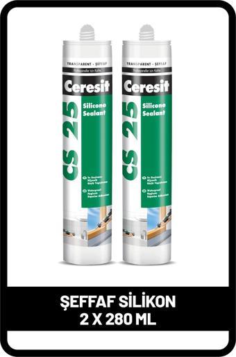 Ceresit CS 25 Şeffaf Silikon, 280ml x 2 adet