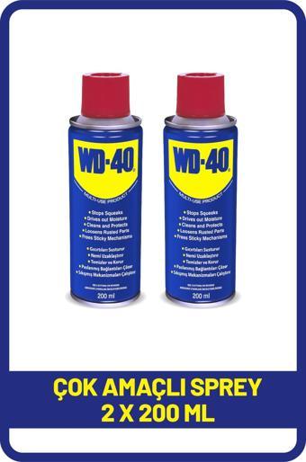 WD-40 Çok Amaçlı Temizleyici ve Yağlayıcı Sprey - 200 ml x 2 Adet | Pas Sökücü ve Koruyucu