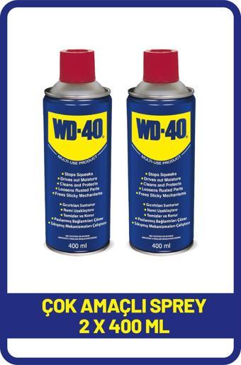 WD-40 Çok Amaçlı Temizleyici ve Yağlayıcı Sprey - 400 ml x 2 Adet | Pas Sökücü ve Koruyucu