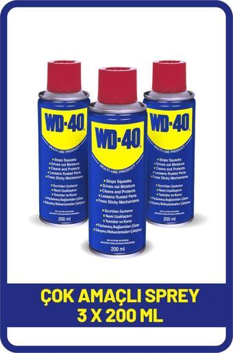 WD-40 Çok Amaçlı Temizleyici ve Yağlayıcı Sprey 200 ml x 3 adet