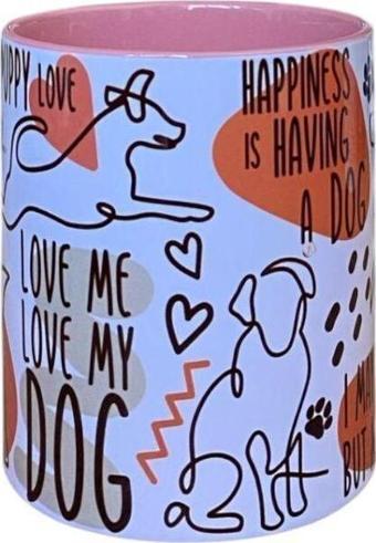 Dearens Dog Lovers Renkli Kupa Pembe