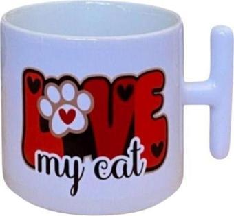 Dearens Love My Cat Baskılı Kupa Beyaz