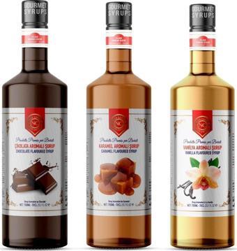 Nish Çikolata, Karamel, Vanilya Aromalı Şurup 3'lü Set (3 x 700ml) - Pet Şişe