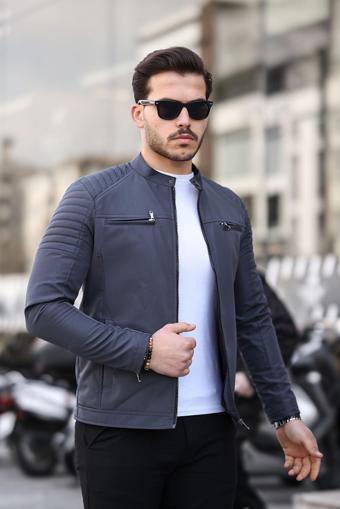 Mero Life Erkek Gri Su Ve Rüzgar Geçirmez Slim Fit Astarlı Mevsimlik Mont