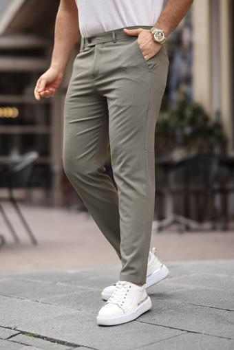 Mero Life Erkek Haki Italyan Kesim Slim Fit Kaliteli Esnek Likralı Bilek Boy Kumaş Pantolon