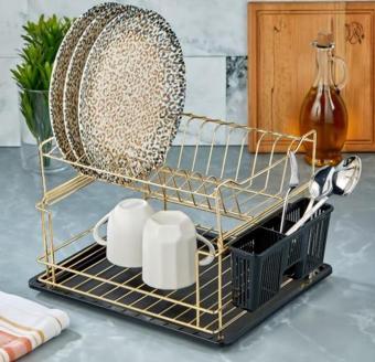 Cooker CKR2927 36x30 Cm 2 Katlı Metal Bulaşıklık - Gold