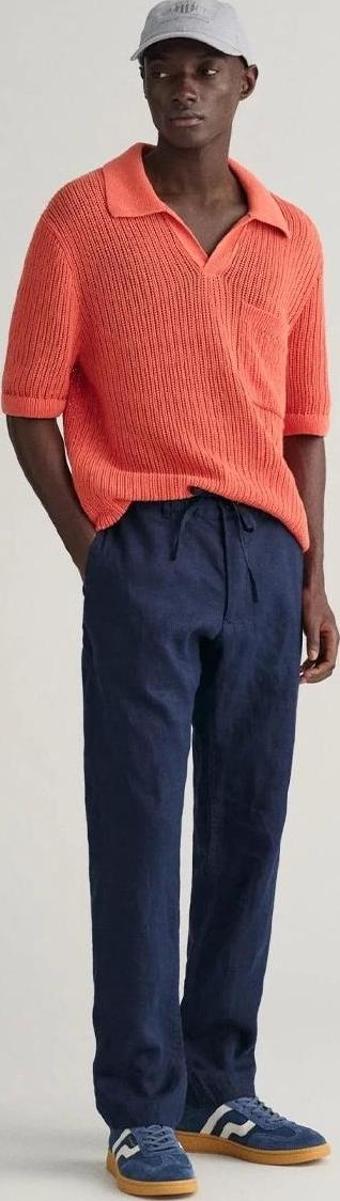 Gant Erkek Lacivert Relaxed Fit Keten Pantolon