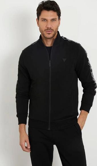 Guess Erkek Siyah Dik Yaka Zip Ceket