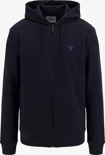 Guess Erkek Lacivert Aldwin Fermuarlı Hooded Sweatshirt