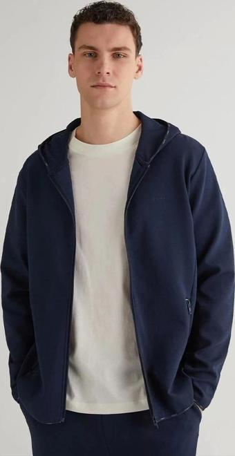 Gant Erkek Lacivert Regular Fit Fermuarlı Logolu Sweatshirt